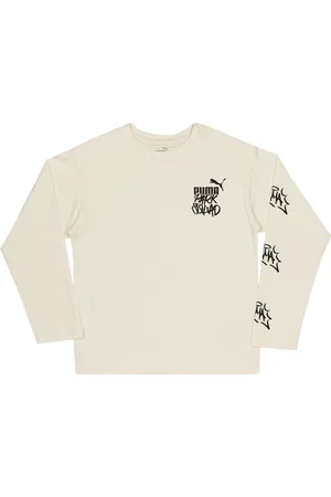 PUMA Essentials+ Mid 90s Unisex T-Shirts - Weiß - Größe: 128 CM - Baumwoll-Jersey - Foot Locker