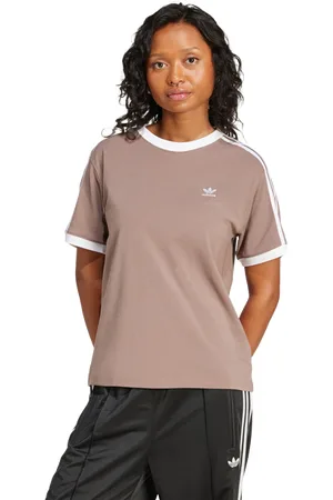 adidas 3 Stripes Damen T-Shirts - Braun - Größe: 34 - Baumwoll-Jersey - Foot Locker