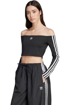 adidas 3s Off Shoulder Damen T-Shirts - Schwarz - Größe: 36/S - Poly Jersey - Foot Locker