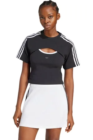 adidas 3s Cut Out Damen T-Shirts - Schwarz - Größe: 38/M - Baumwoll-Jersey - Foot Locker