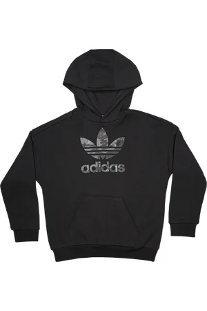 adidas Trefoil Unisex Kapuzenpullover - Grau - Größe: 135 - 140 CM - Baumwoll-Fleece - Foot Locker