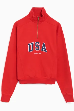 Sporty & Rich USA Unisex Quarter Zip Sweatshirt