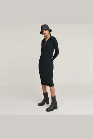 G-Star Half Zip Hooded Slim Kleid - - Damen