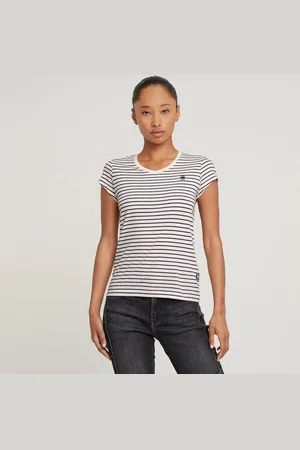 G-Star Stripe Eyben Slim V-Neck Top 2.0 - - Damen