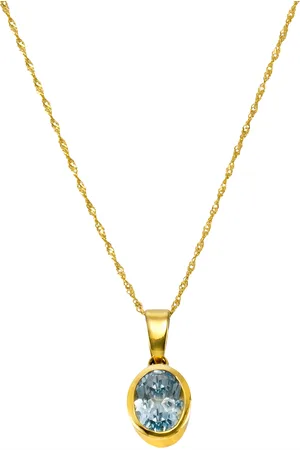 CELESTA ® Damen Kette mit Blautopas Anhänger, 375er Gelbgold