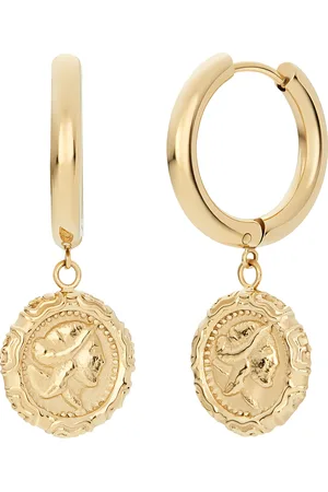 Noelani Damen Creolen mit Anhänger "Greek Coin 2030642", Edelstahl