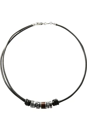 Fossil Herren Kette mit Anhängern "JF84068040", Leder/Edelstahl