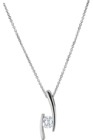 Moncara Damen Halskette mit Anhänger, 950er Platin 1 Diamant, ca. 0,2 Karat
