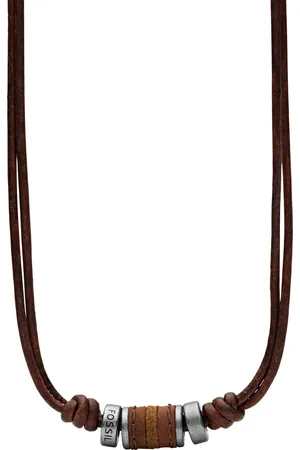 Fossil Herren Halskette "JF00899797", Leder/Edelstahl