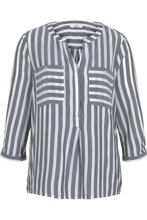 TOM TAILOR Blusenshirt, Split-Neck, Streifen-Design, für Damen, , 40