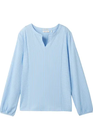 TOM TAILOR Langarmshirt, Streifen, Split-Neck, für Damen, , XL