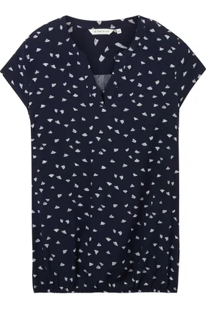 TOM TAILOR Shirtbluse, Split-Neck, Allover-Print, für Damen, , 52