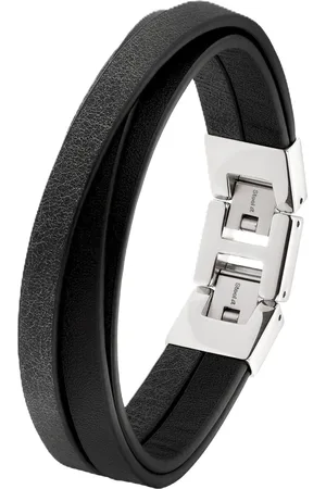 QS by s.Oliver Herren Armband, Edelstahl mit Leder