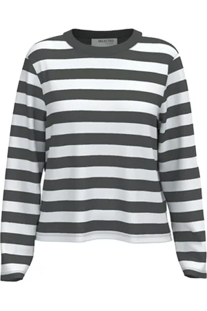 SELECTED Langarmshirt, Baumwolle, Streifen, für Damen, , S