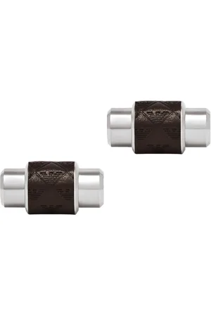 Emporio Armani Herren Manschettenknöpfe, Edelstahl mit Leder