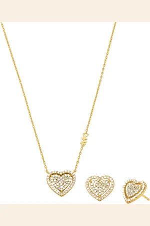 Michael Kors Damen Schmuckset, Kette und Ohrringe, 925er Sterling Silber