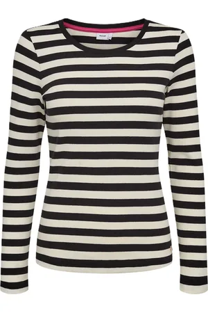 Numph Langarmshirt, Streifen, Rippblende, für Damen, , L