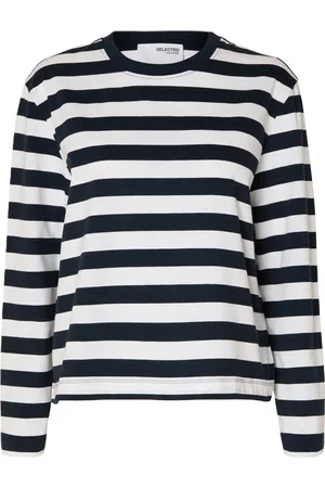 SELECTED Langarmshirt, Baumwolle, Streifen, für Damen, , XL