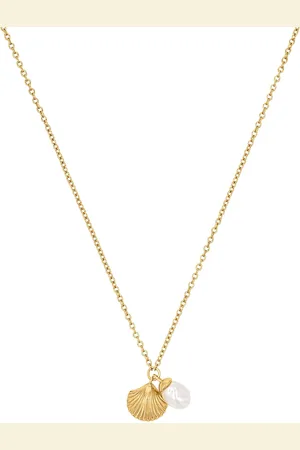 Noelani Damen Kette mit Anhänger "Shell", 925er Silber Süßwasserzuchtperle
