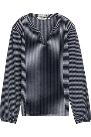 TOM TAILOR Langarmshirt, Streifen, Split-Neck, für Damen, , L