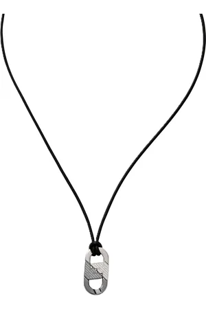 Emporio Armani Herren Kette mit Anhänger, Leder und Edelstahl