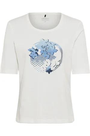 Olsen Shirt, Halbarm, Baumwolle, für Damen, , 46