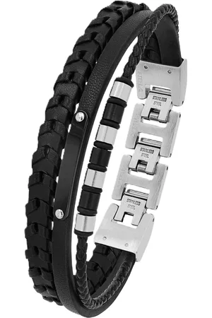 QS by s.Oliver Herren Armband, Edelstahl und Leder