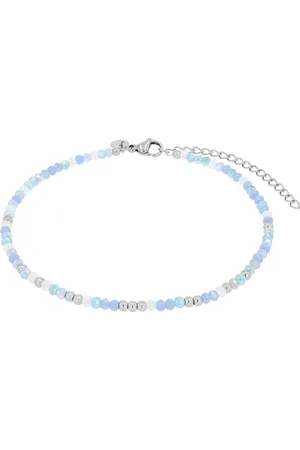 Noelani Fußkette für Damen, Edelstahl, Steel Beads, Glasperle