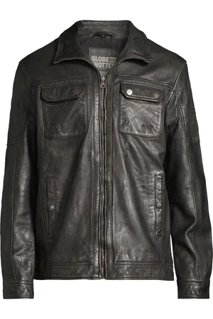 Globetrotter Lederjacke,Vintage Look, Stehkragen, für Herren, , 3XL