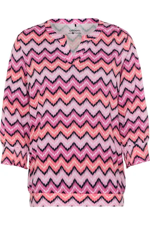 Olsen Shirt, Split-Neck, grafisches Design, für Damen, , 42