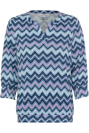Olsen Shirt, Split-Neck, grafisches Design, für Damen, , 36