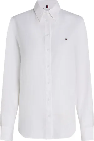 Tommy Hilfiger Leinenbluse, Relaxed-Fit, Logo-Stickerei, für Damen, , 42