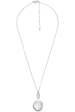 Fossil Damen Kette mit Medaillon-Anhänger, Edelstahl