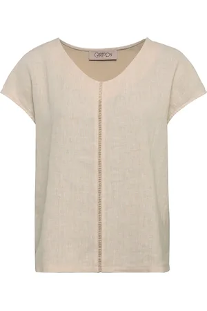 Cartoon Leinenshirt, überschnittene Schultern, für Damen, , 36