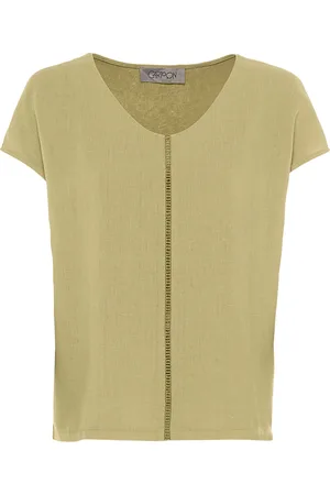 Cartoon Leinenshirt, überschnittene Schultern, für Damen, , 44