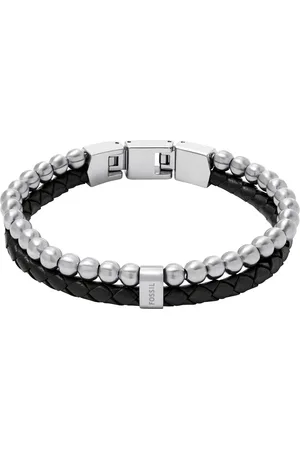 Fossil Herren Armband, Edelstahl und Leder