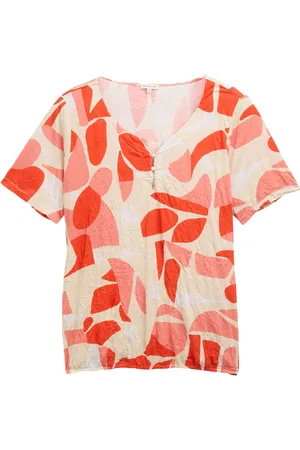TOM TAILOR T-Shirt, Crinkle, Henley-Ausschnitt, für Damen, , 50