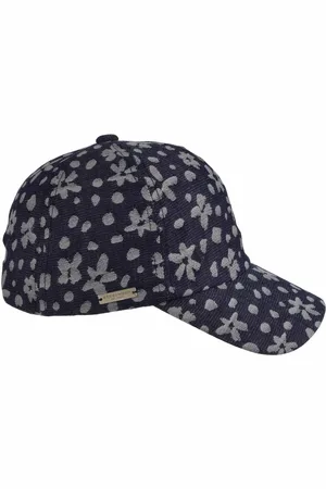 Seeberger Jeansstoff Baseballcap mit Blumenmuster 55672-0, , one size