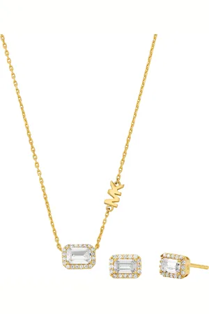 Michael Kors Damen Schmuck-Set, Kette und Ohrringe, 925er Sterling Silber