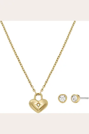 Fossil Damen Schmuck-Set "JF04881SET", Kette mit Anhänger, Ohrstecker, Edelstahl
