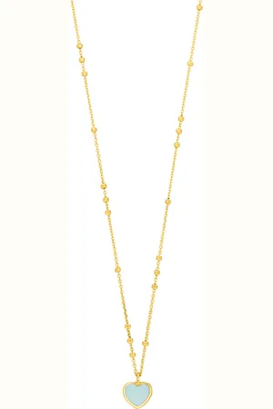 LEAF Damen Kette mit Anhänger, 925er Silber, Chalcedon