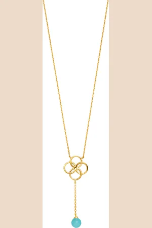 LEAF Damen Kette mit Anhänger, 925er Silber, Aqua Chalzedon