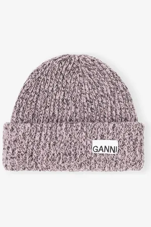 Ganni Oversized Wool Rib Knit Mütze in Damengröße Einheitsgröße