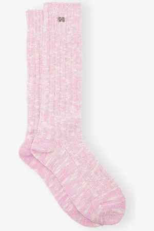 Ganni Pink Chunky Cotton Socks in Damengröße Mittel/Groß Bio-Baumwolle/Polyester