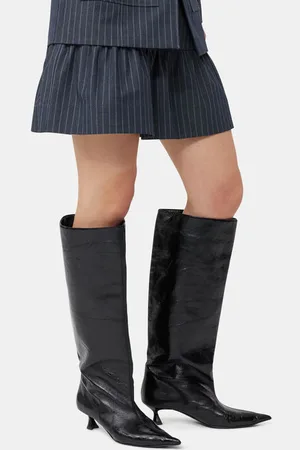 Ganni Schwarze weiche Slouchy-Stiefel mit hohem Schaft in Damengröße 36