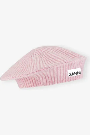 Ganni Wool Rib Knit Baskenmütze in Damengröße Einheitsgröße