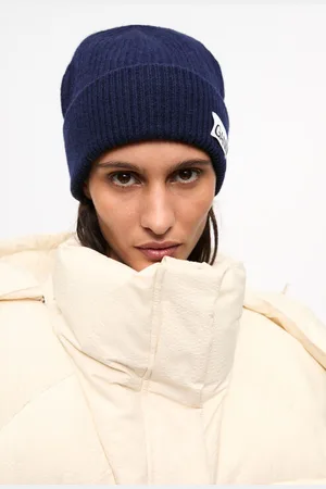 Ganni Dark Blue Rib Knit Beanie in Damengröße Einheitsgröße