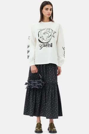 Ganni Black Floral Printed Maxirock in Mixed Damengröße 38