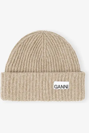 Ganni Oversized Wool Rib Knit Mütze in Damengröße Einheitsgröße