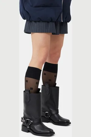 Ganni Mid Shaft Biker Stiefel Damengröße 35/Recycelte Polyester